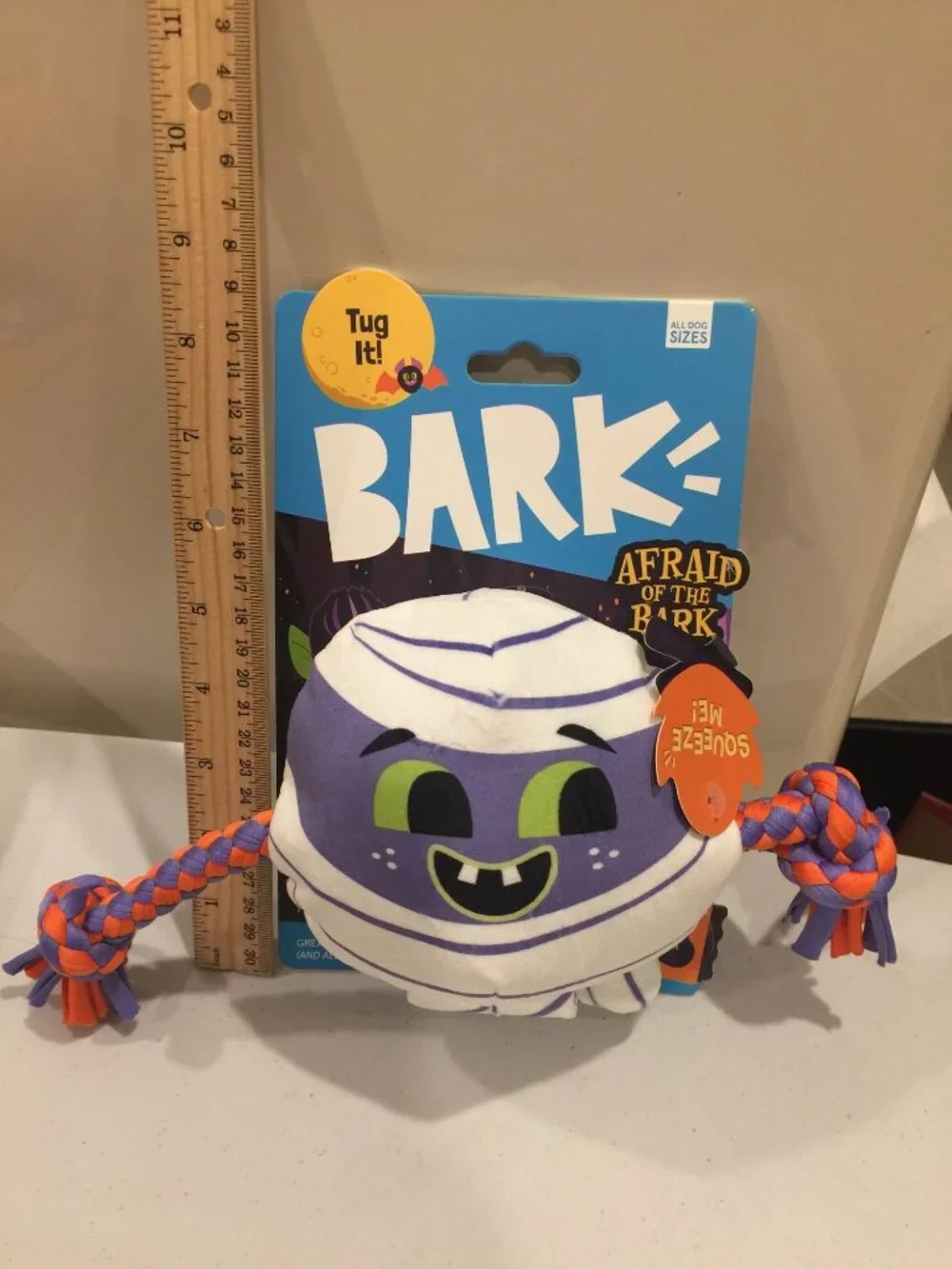 BARK Fetch It Little Wrapscal Plush Dog Toy Crinkle Squeak Afraid of the Bark
